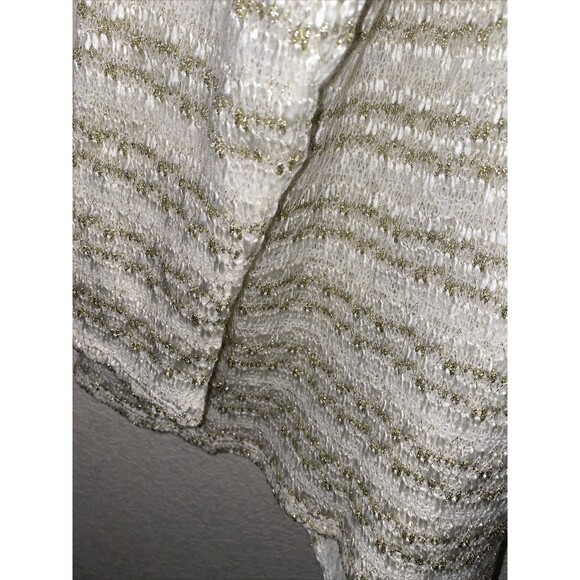 Karen Brooks fairy whimsical Gold Metallic Knit lagen Waterfall Cardigan New - Picture 8 of 8